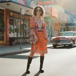 Diane von Furstenberg Abstract Print Silk Tunic Dress